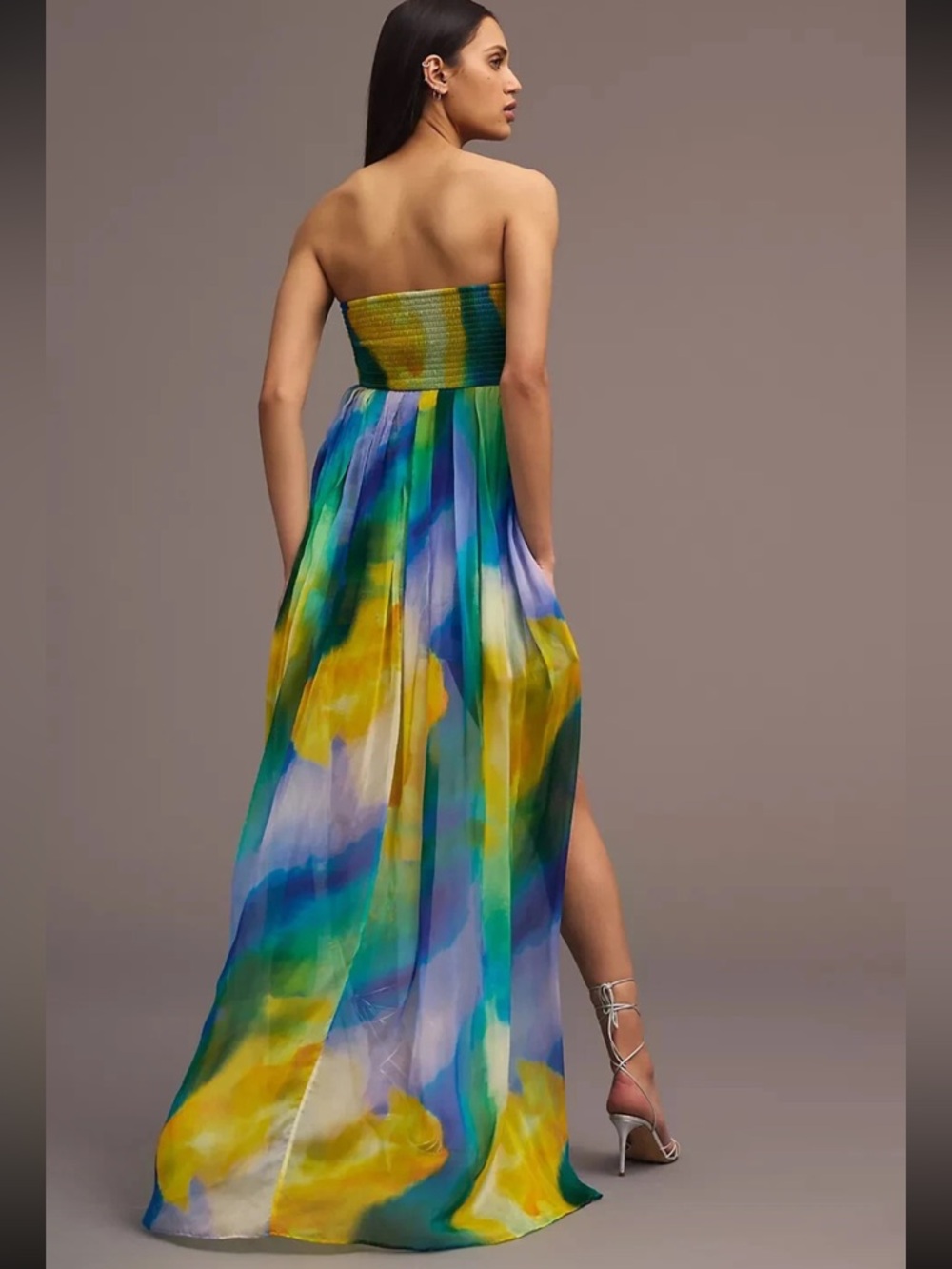Vineet Bahl Blurred Sheer Mini Train Dress Size Small